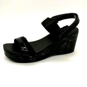 Amiana Womens Platform‎ Wedge Heel Ankle Strap Sandal Cushioned Black EUR 38 NEW